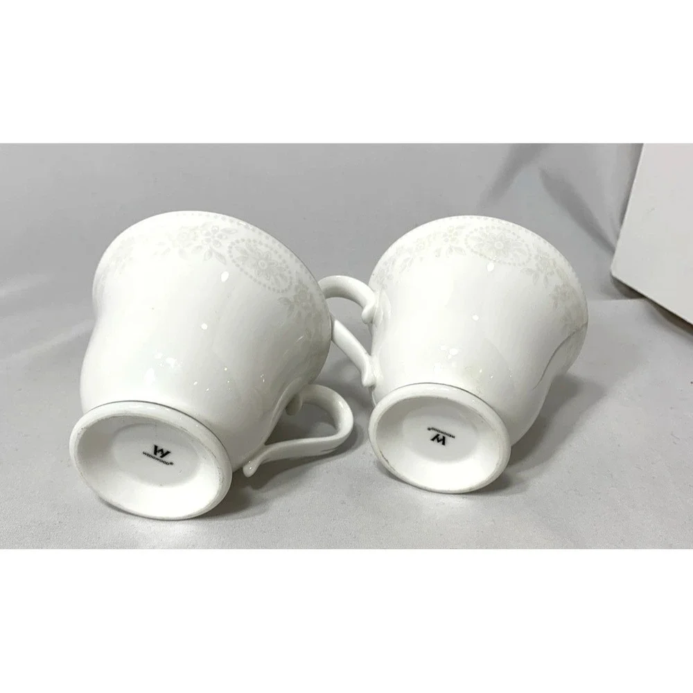 Wedgwood St. Moritz Tea Cups White - Set of 2‎ Victoria Shape Footed EUC